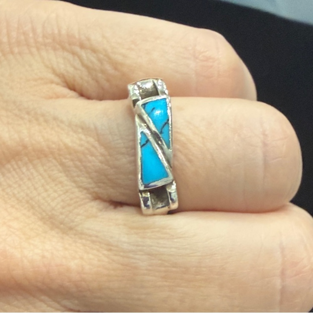 Sterling Silver and Blue Turquoise Women's Ring